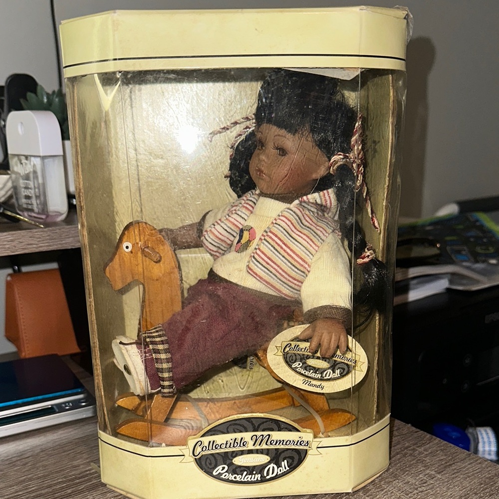 Collectible Memories Porcelain Doll with Rocking Horse